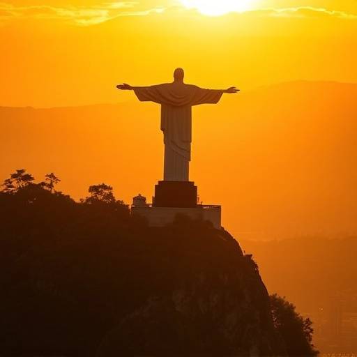 Christ the redeemer statue overlooking Rio de Janeiro.